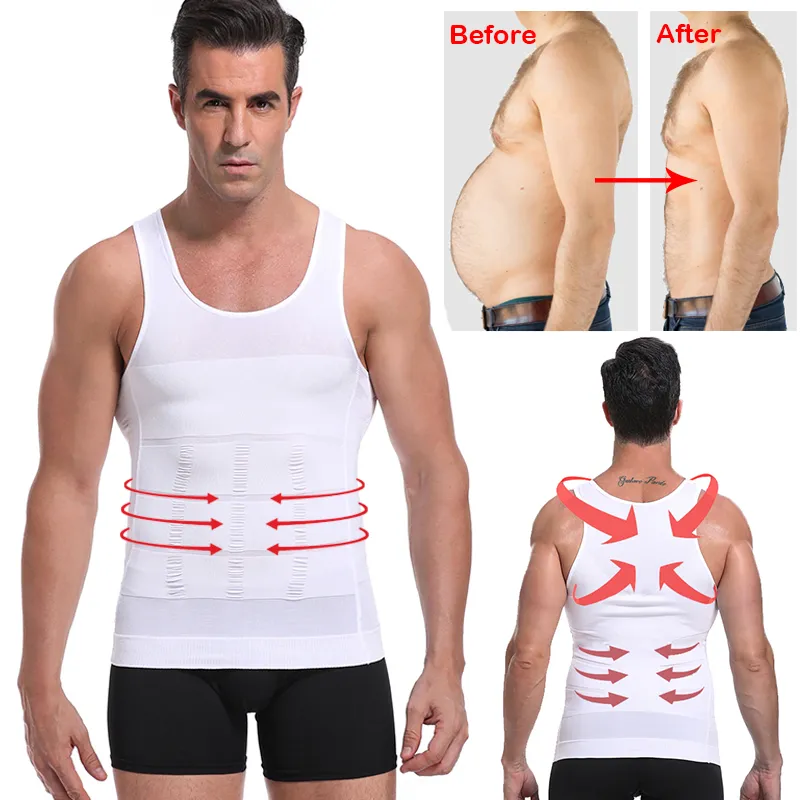 Men Slimming Body Shaper Waist Trainer Vest Tummy Control Posture Shirt Back Correction Abdomen Tank Top Shaperwear 3xl