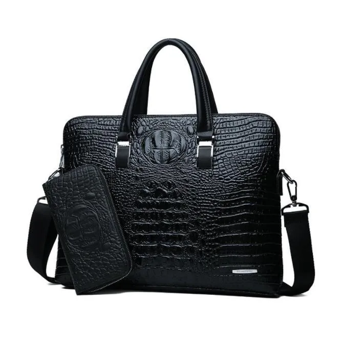 Pacote de marca inteira Moda Crocodilo Prind Business Brethercase Trendy Seção transversal Crocodilo Man Bolsa Multi Função 267i