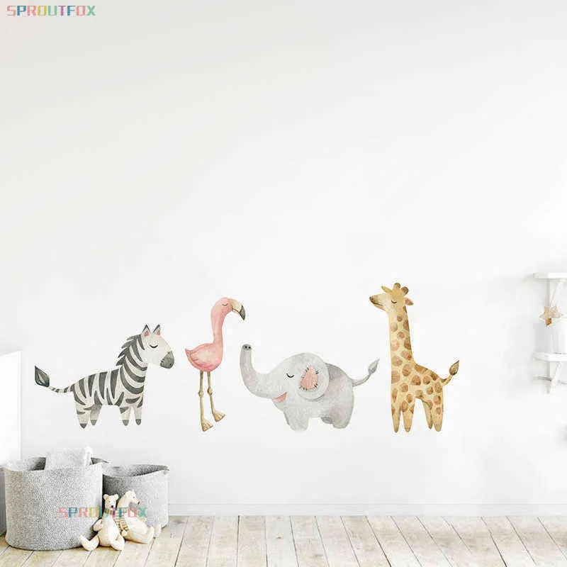 Nordic Cartoon Animals Wall Sticker For Kids Room Nursery Baby Boys ...