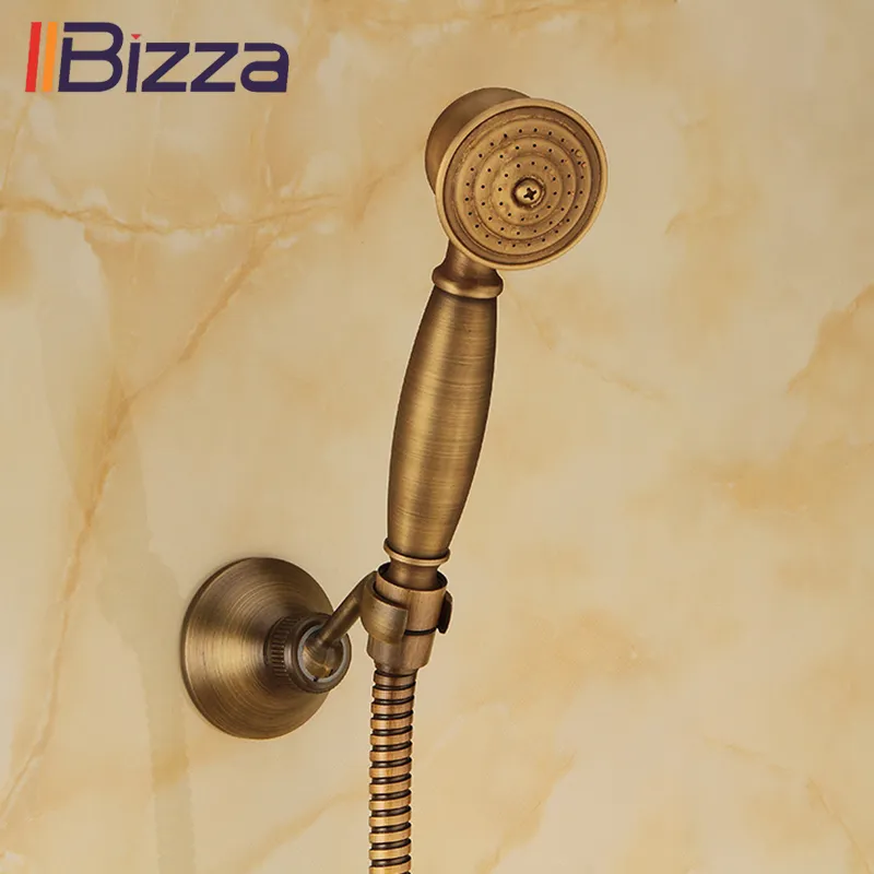 Sólido cobre antigo latão portátil chuveiro estilo telefone bronze banheiro chuveiro de mão spray economizador de água com mangueira de 1,5 m 210309