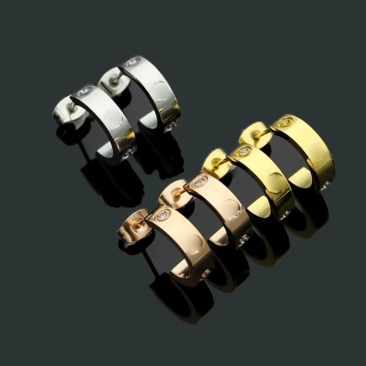 50%rabatt Titanium Steel 18K Rose Gold Love Earrings For Woman Exquisite Simple Fashion C Diamond Ring Lady Earrings Jewelry Gift320V