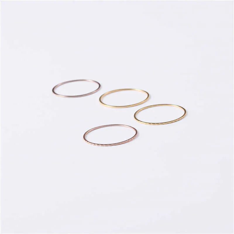 Thin 1mm Minimalism Promotion Titanium Steel Rose Gold Color Anti-allergy Smooth Wedding Ring Woman Man Fashion Jewelry X0715