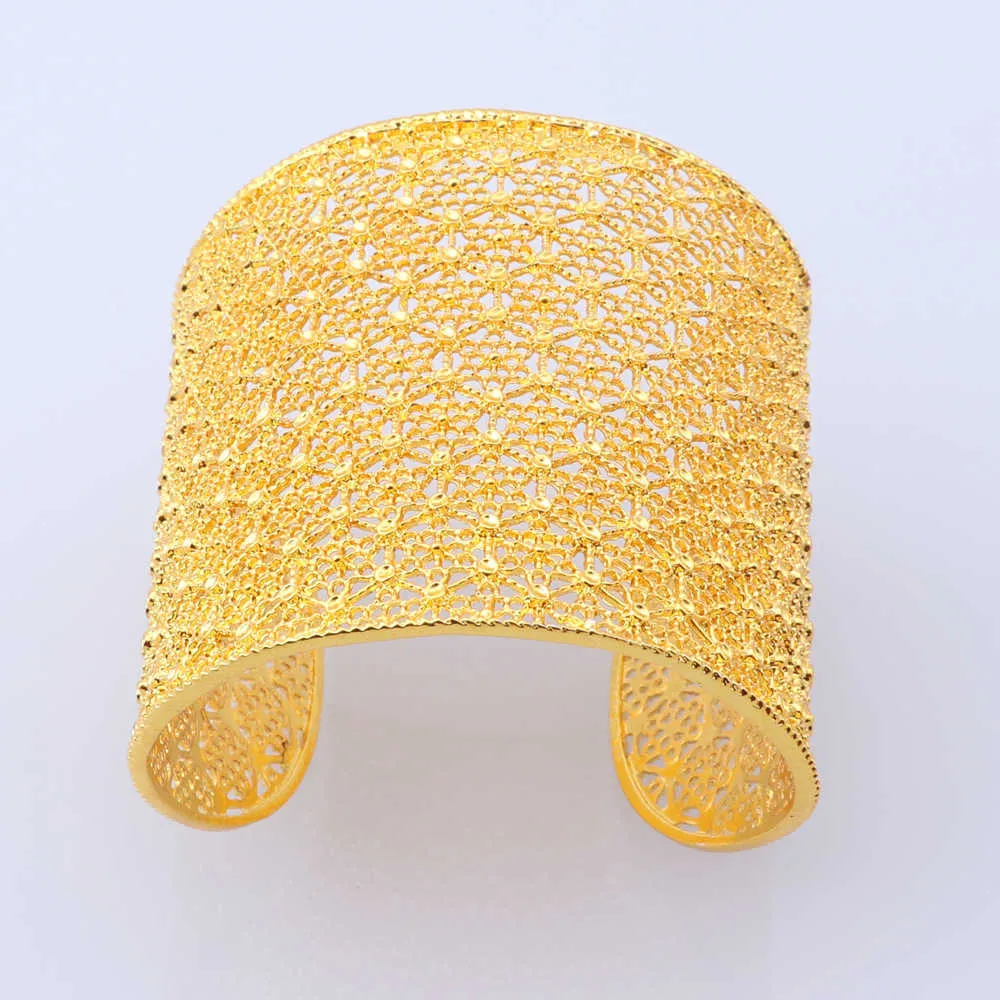 Barcelet di lusso 24k color oro Dubai Africano India braccialetto formato libero le donne gioielli da sposa regali feste Q0720