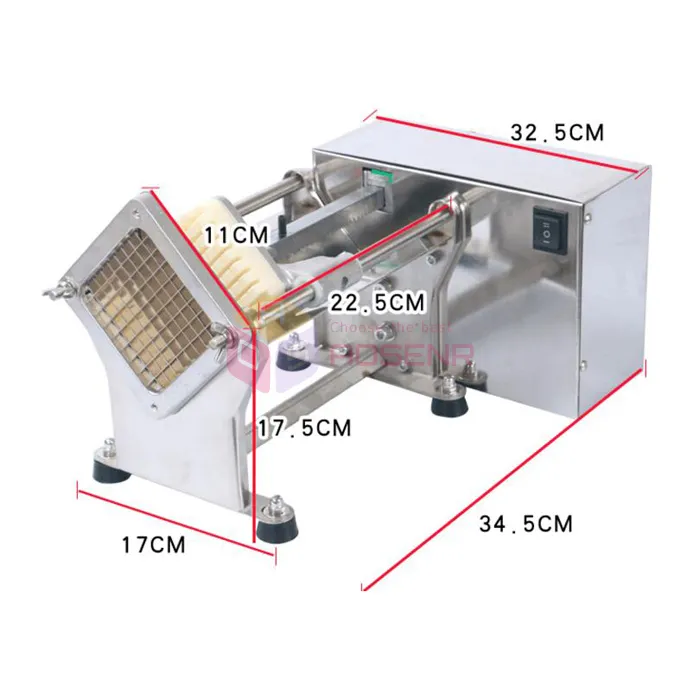 110V/220V 전기 스테인레스 스틸 감자 바 절단기 야채 슈레더 과일 쵸퍼 커터 감자 칩 기계
