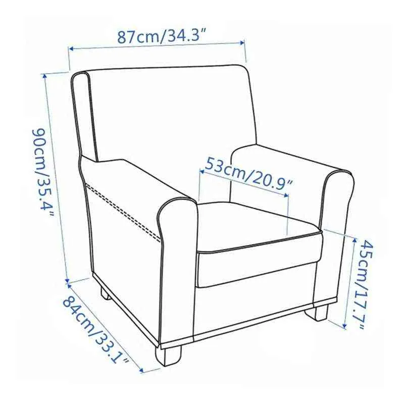 Krzesło all-inclusive Cover Jacquard Fotel Single Sofa Slipbover Spandex Kanapa Protector Sillas de Oficiina 211116