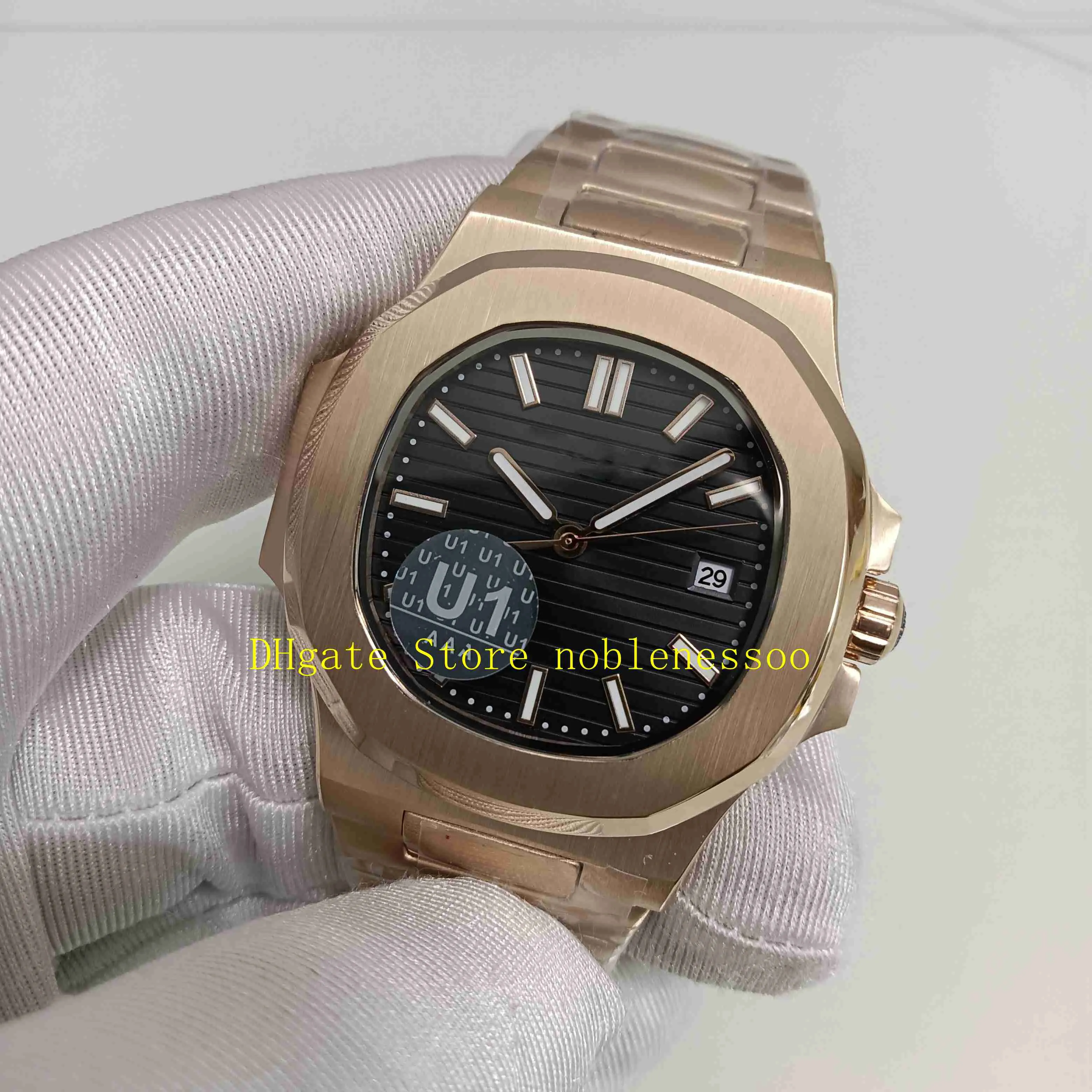 Real Po Reloj para hombre de alta calidad U1F Factory Cal 324 Movimiento para hombre Oro rosa Esfera negra 40 mm Clásico 5711 1R-001 Transpar2730