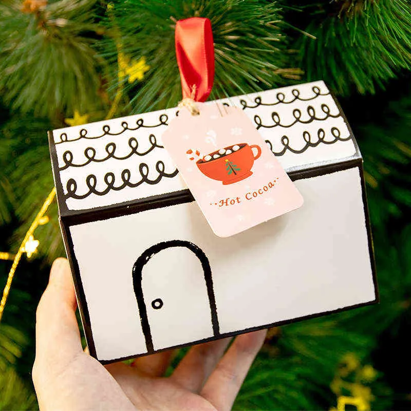 화이트 하우스 모양 사탕 상자 Xmas 파티 장식 선물 상자 출현 달력 번호 스티커 DIY 포장 용품 H1231