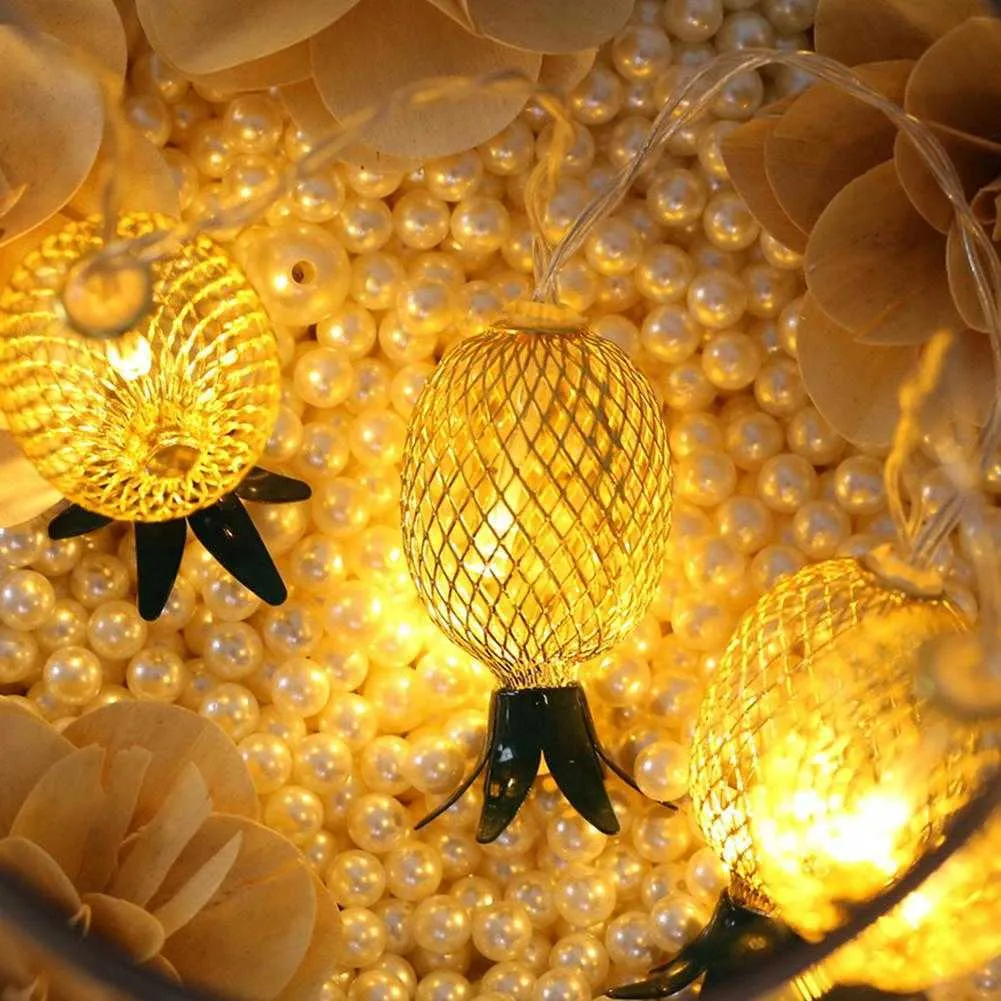10LED en forme d'ananas en forme de guirlande lumineuse guirlande lumineuse fête maison vacances chambre de Noël LED guirlandes lumineuses décoration Y0720