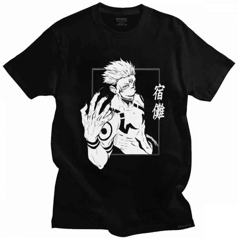 Kawaii Cool Anime Jujutsu Kaisen T-shirt Männer Kurzarm Manga Grafik T-shirt Baumwolle T-shirt Ryomen Sukuna T Tops Kleidung Y220208