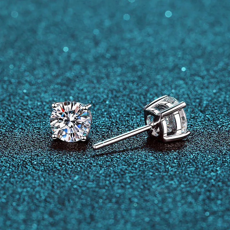 Boeycjr 925 Classic Silver 0 5 1 1 5CT F Color VVS Fine Jewelry Diamond Stud Earring med Certificate for Women Gift 210609224U