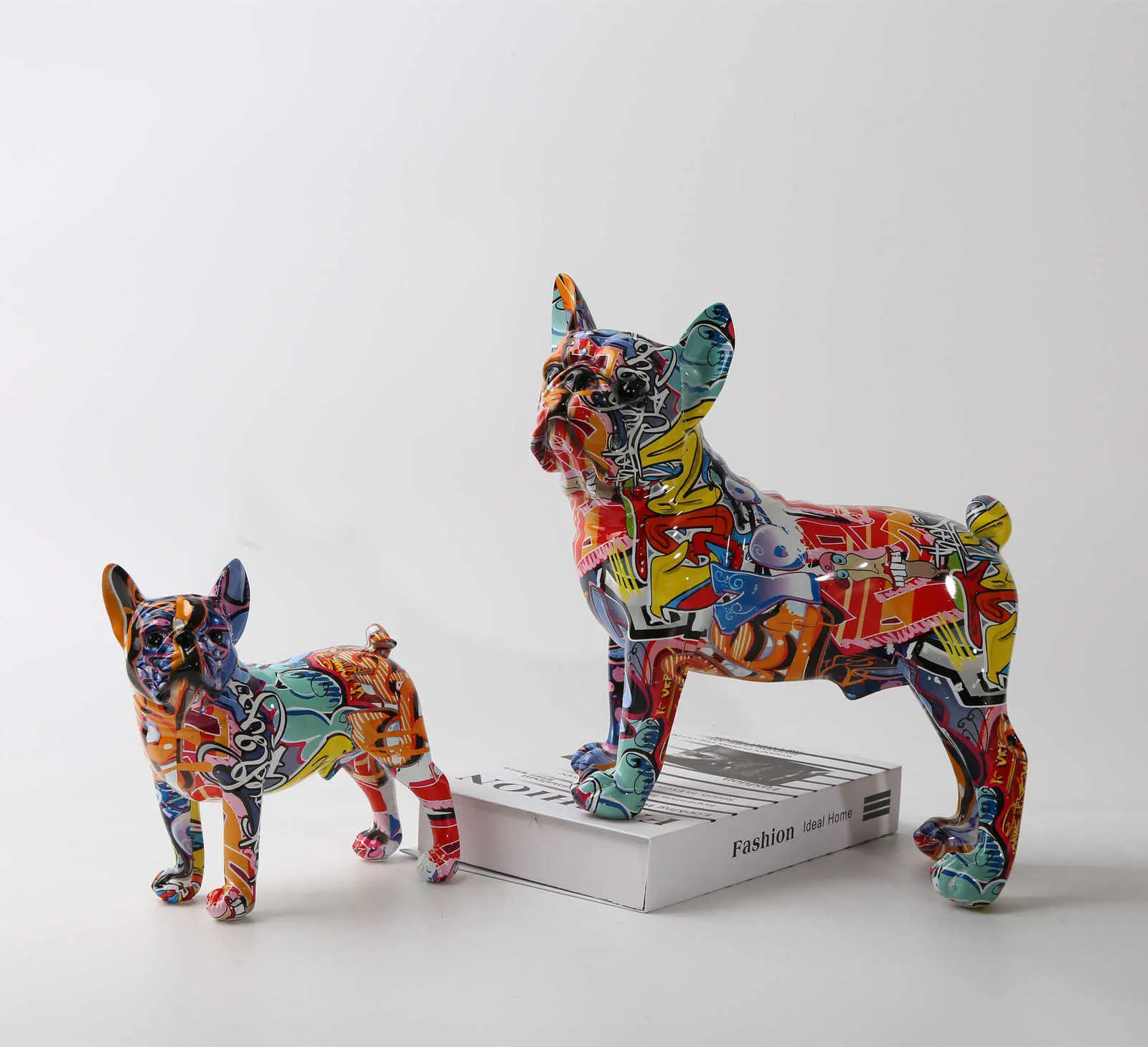 Nordic Painting Graffiti ls French Bulldog Creative Resin Crafts Home Decoration Wine Cabinet Office Decor 2110256881147