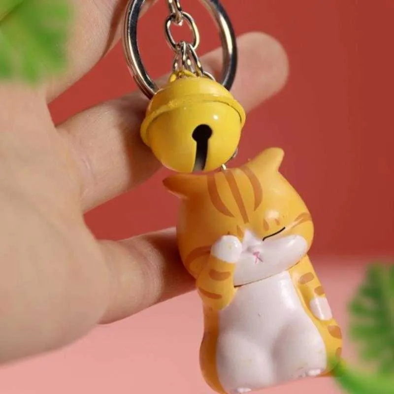 Süße Katze Schlüsselanhänger Chubby Kitten Schlüsselanhänger Schmuckstück Tasche Ornament Cartoon Autoschlüssel Ketten Mode Frauen Auto G1019