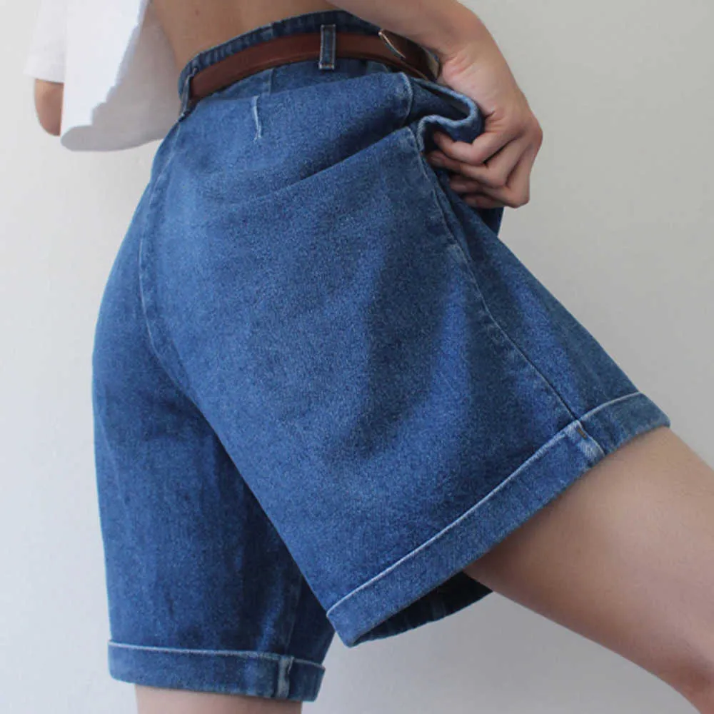 Jean Shorts Kobieta wysoka talia Plus Blue Streetwear Denim Shorts Woman Fashion Casual Vintage Summer Denim Shorts 210702