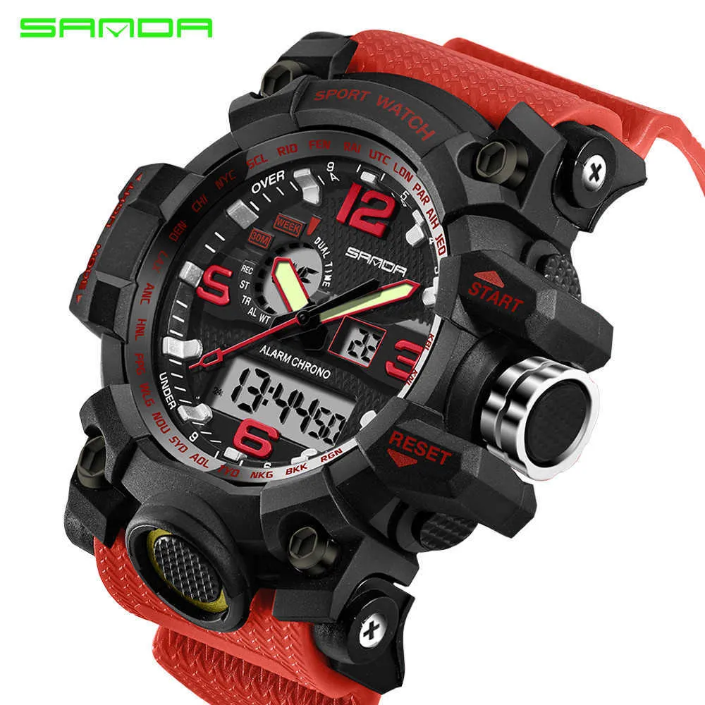 Men Sport Watch High Quality Multifunctional Dual LED Display Waterproof Electronic Quartz Wrist watch For Man Relojes Mujer G1022