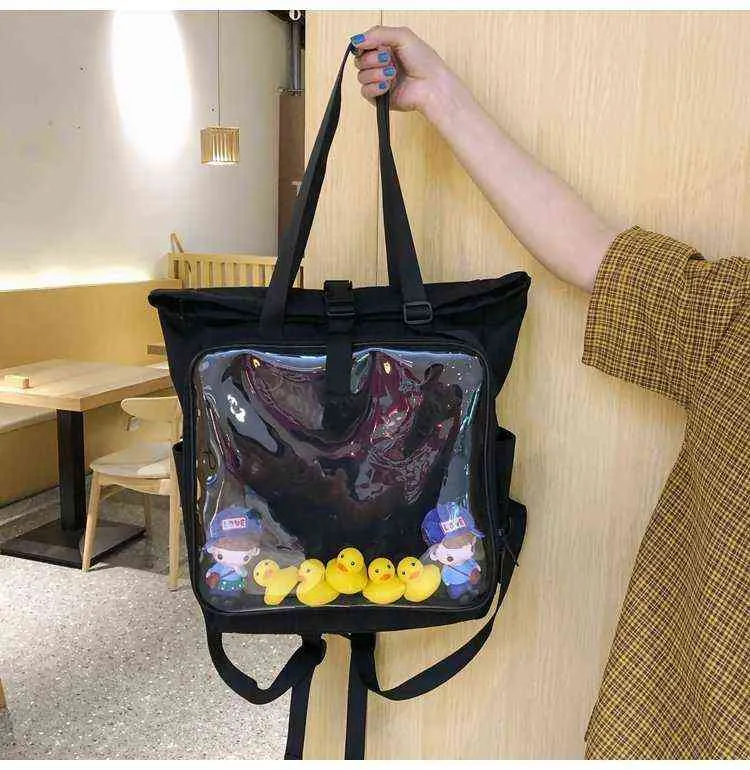Kobieta przezroczystość Big Ita Bag Plecak z kaczki duża warstwa wyświetlacza szkolna dla kobiet plecak itabag 2 kolory H10298105 Y3038