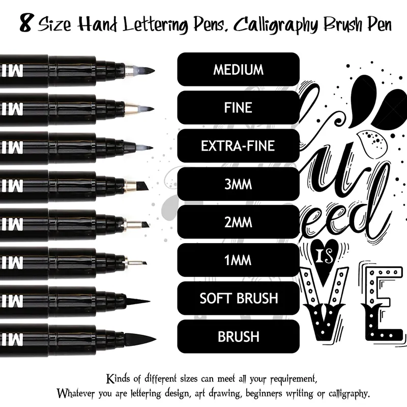 Hand Litting Pen Neelde Linia rysunkowa Kaligrafia Wodoodporna pigment markery Pióro Pióro do projektowania Supplie 210226