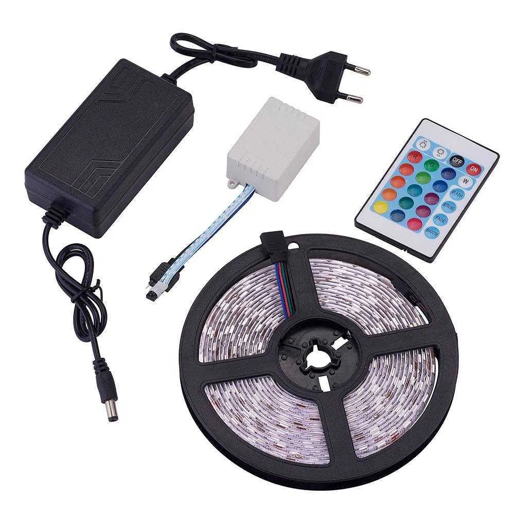 LED Strip Light RGB Colorful Flexible Ambient Atmosphere Lamp 12V Car Interior Under Floor Foot Background Lighting IR Remote 5M