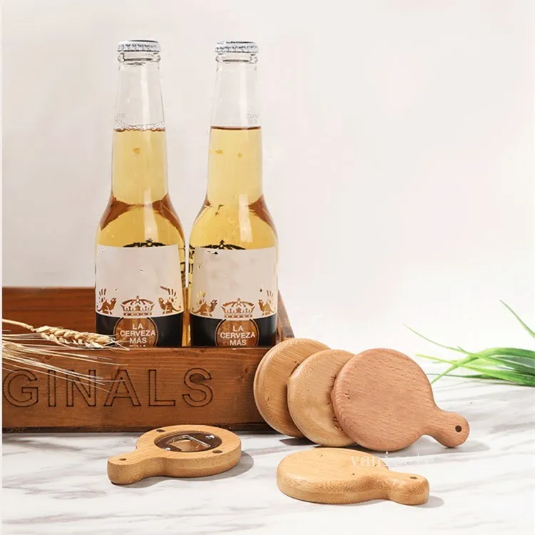 Houten bieropener Houten en bamboe koelkast soda fles opener keukengereedschap T2i53187