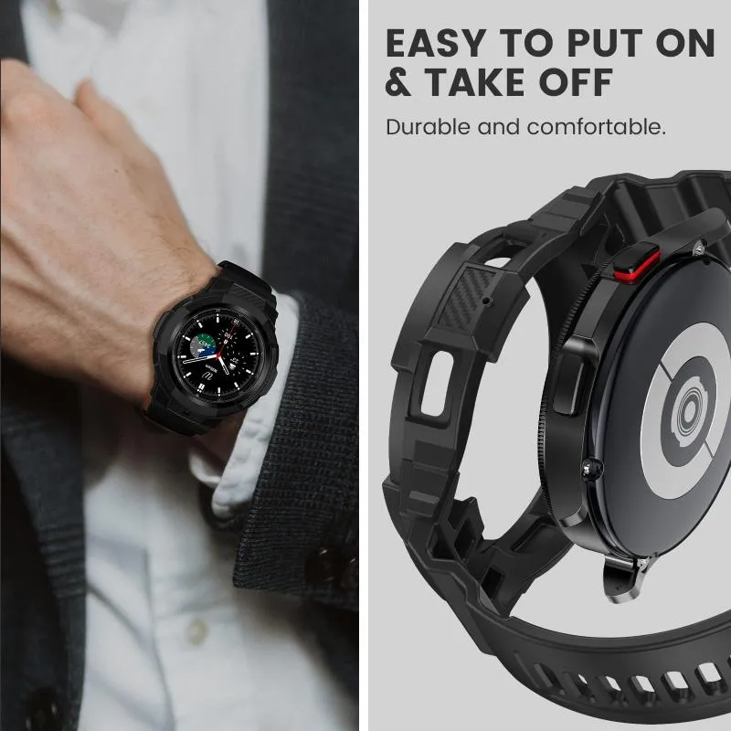 Bracelets de montre bande de fibre de carbone pour Galaxy 4 Correa accessoires intelligents bracelet de boîtier robuste en TPU 20mm183D