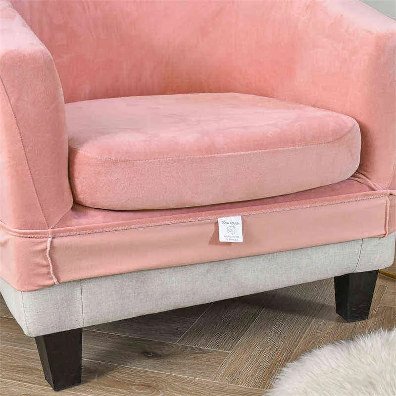 Split-Stil Wanne Sofabezug Stretch Samt Kaffee Bar Club Stuhl Wohnzimmer Mini Couch Schonbezüge mit Sitzkissen s 211116