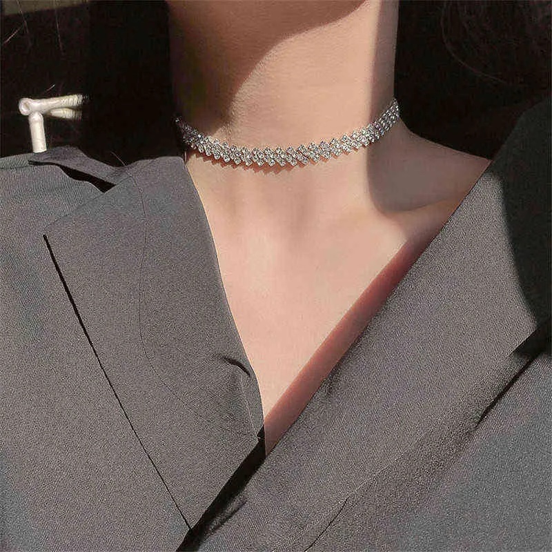 Pendant Necklaes Strands Fyuan Fashion Full Rhinestone Choker Necklaces for Women Geometric Crystal Weddings Jewelry Party Gifts 23756014