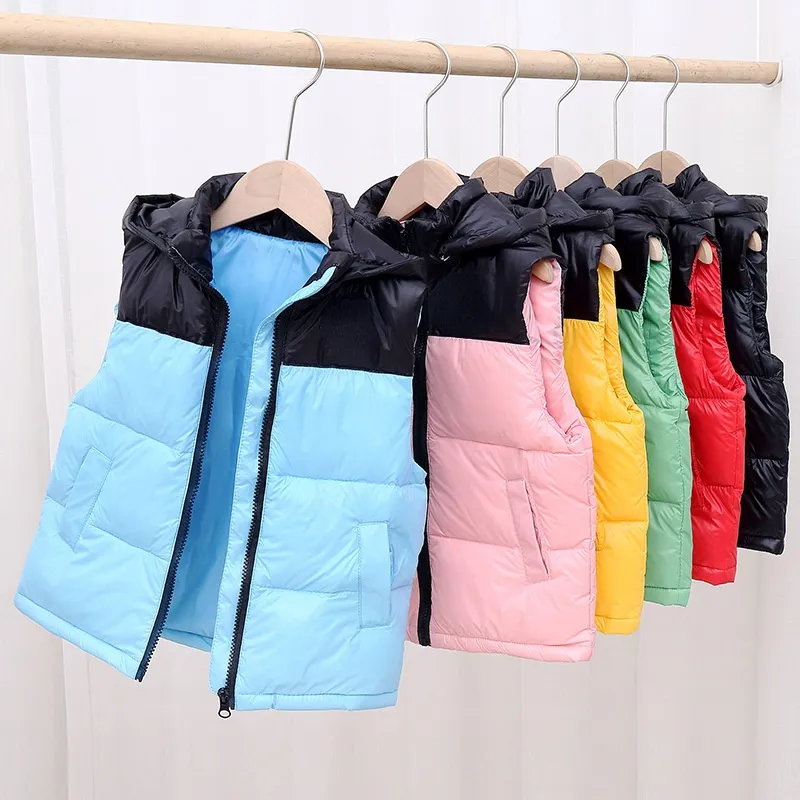 2021 Lightweight Children's Down Vests for Boys and Girls Hooded Color Matching Autumn Down Jackets Can Be Uncapped