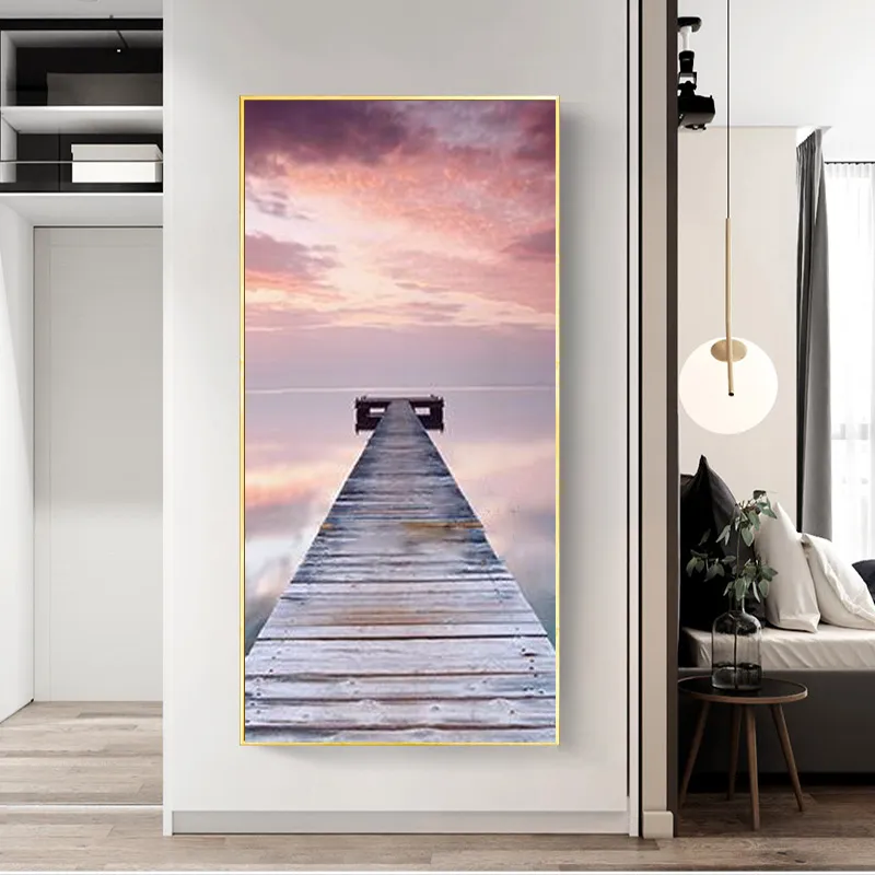 Nordic Poster Bridge Sea Canvas Malerei Wandbilder für Wohnzimmer Galerie Leinwand Druck Cuadros Home Dekoration1849118