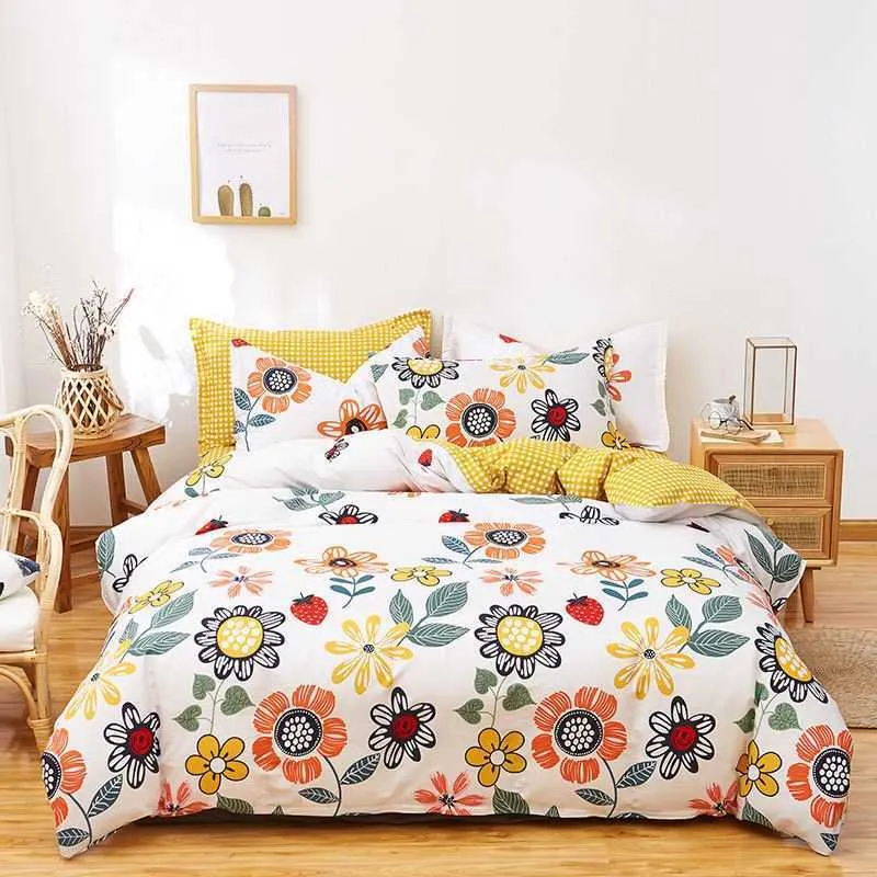 Ensemble de literie 3/4 pièce 100% coton Ensemble de housse de couette Ensembles de literie de grande couette Full Queen King size textile de maison de luxe 211007