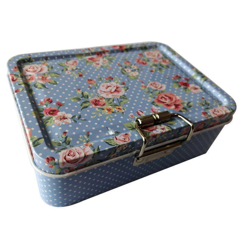 DESIRABLE Portable exquisite metal double-layer sewing card and other small items storage box six colors optional 210922