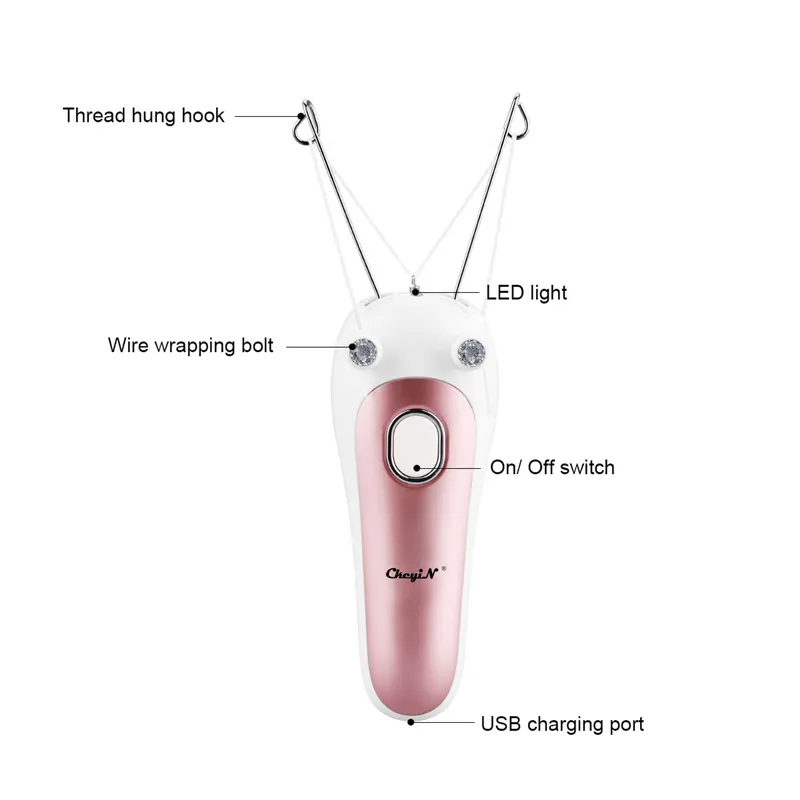 Depiladora USB para mujer, depiladora de hilo de algodón con luz LED, depiladora para mujer, depiladora femenina, herramientas para el cuidado de la belleza facial y corporal 278u