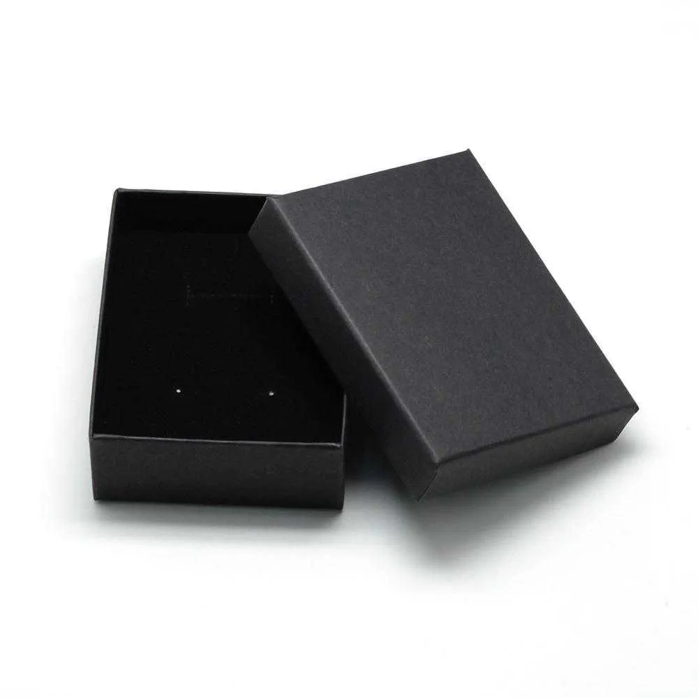 Pandahall 18-24 pezzi lotto Quadrato nero Rettangolo Set di gioielli in cartone Scatole Anello Scatole regalo confezioni di gioielli F80 210713290s
