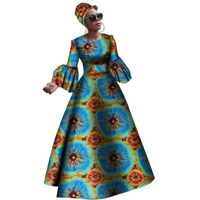 2021女性のためのvestidosアフリカのドレスのためのドニキエレガントなパーティードレスプラスサイズのSrapleless伝統的なアフリカ服Wy2868