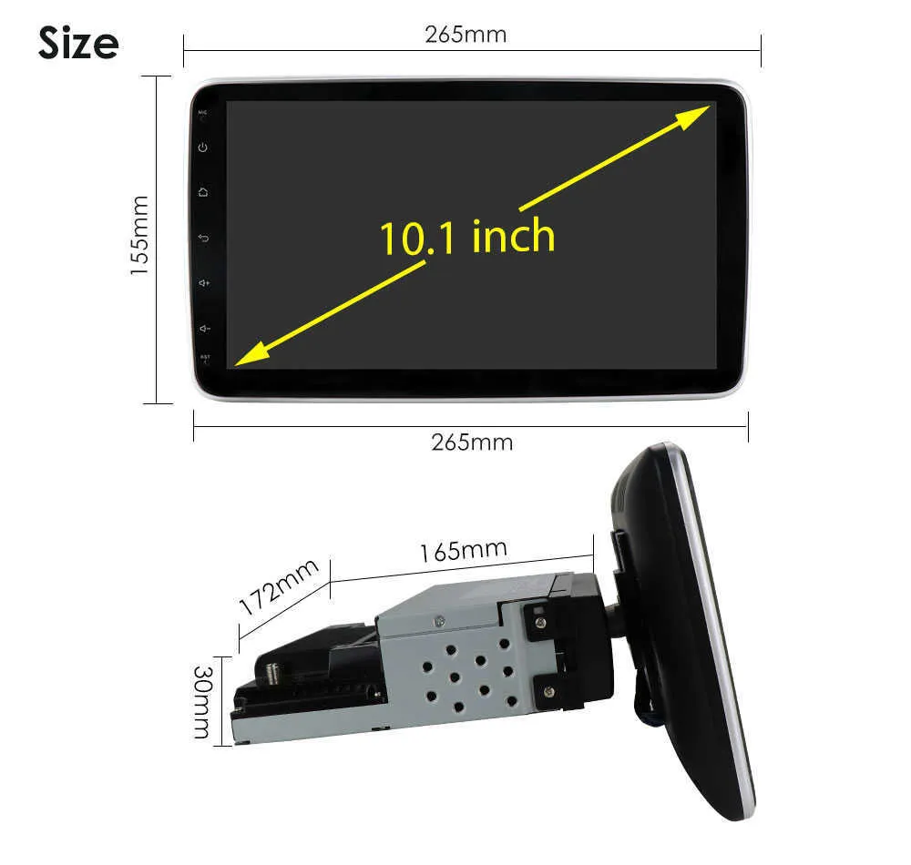 Nuovo lettore multimediale auto universale 1/2 Din touch screen da 10.1 pollici Autoradio Stereo Video GPS WiFi Radio Lettore video Android Mic USB