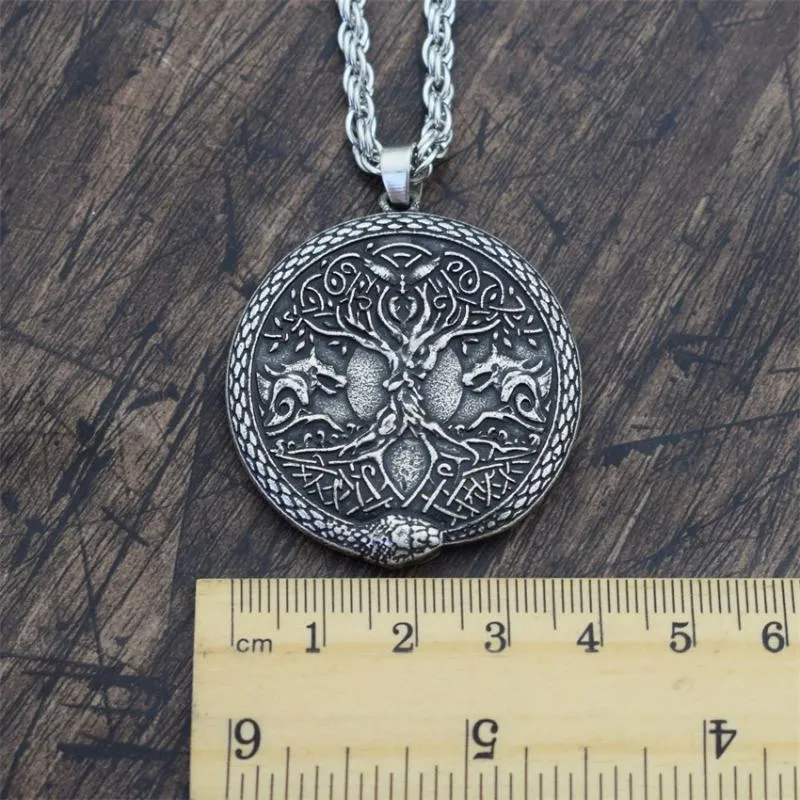 Pendant Necklaces Tree Of Life Wolf Snake Necklace Ouroboros Viking Talisman Norse World Jewelry207j
