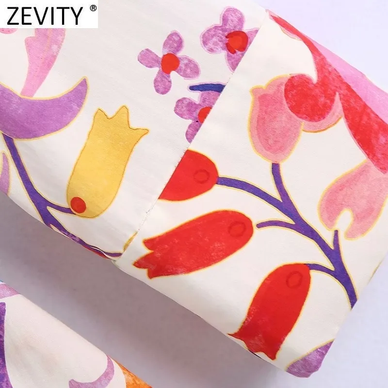 Zevity Women Vintage Totem Floral Print Bow Sashes Midi Shirt Dress Memach Chic 3クォータースリーブカジュアルスリムベスティドスDS8361 220215