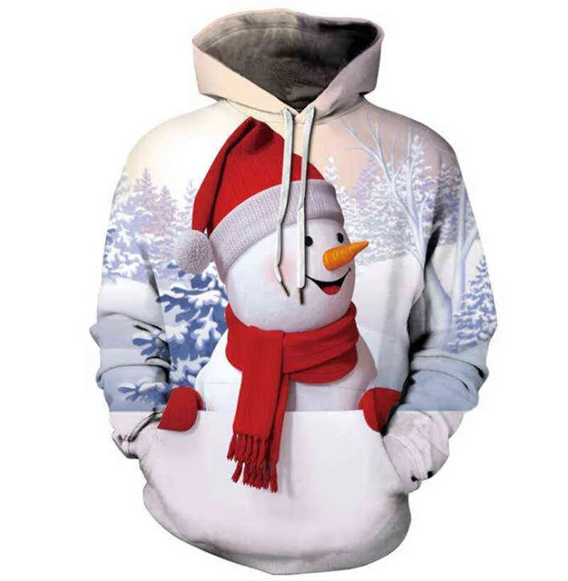 Mäns kvinnors hooded tröja överdimensionerad 3D-utskrift Unisex Funny Ugly Sweater Christmas Fall Winter Y1118