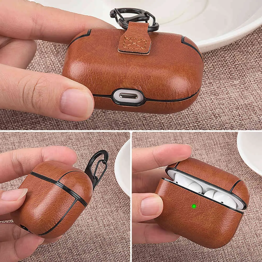 Pu Leather Case for AirPods Pro Luxury Tective Cover med Antilost Buckle Air Pods 3 hörlurar EarPods Fundas4787569