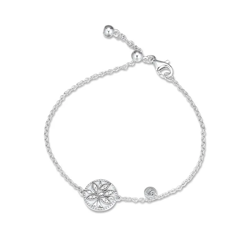 2019 100% Plata de Ley 925 joyería con encanto Árbol de la vida mujeres claro CZ familia pulseras de cadena fina