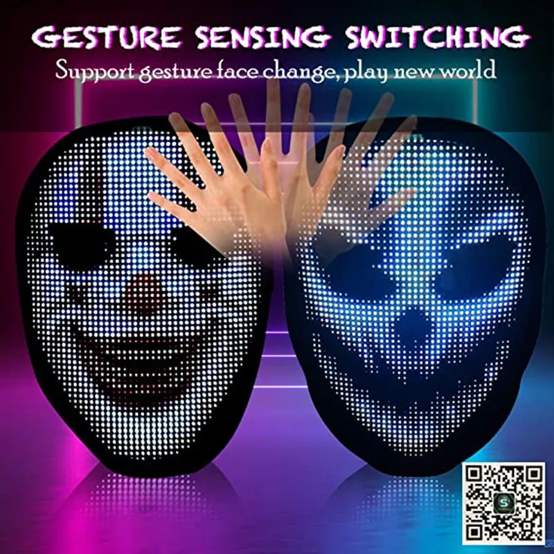 Bluetooth LED maschera mascherata giocattoli controllo APP RGB illumina programmabile immagine fai da te animazione testo Halloween Natale Carnevale C209d