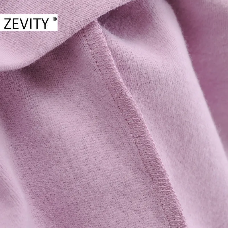 Zevity Women Fashion Ruffles długoterminowe luźne bluzy Femme Podstawowe zaczep