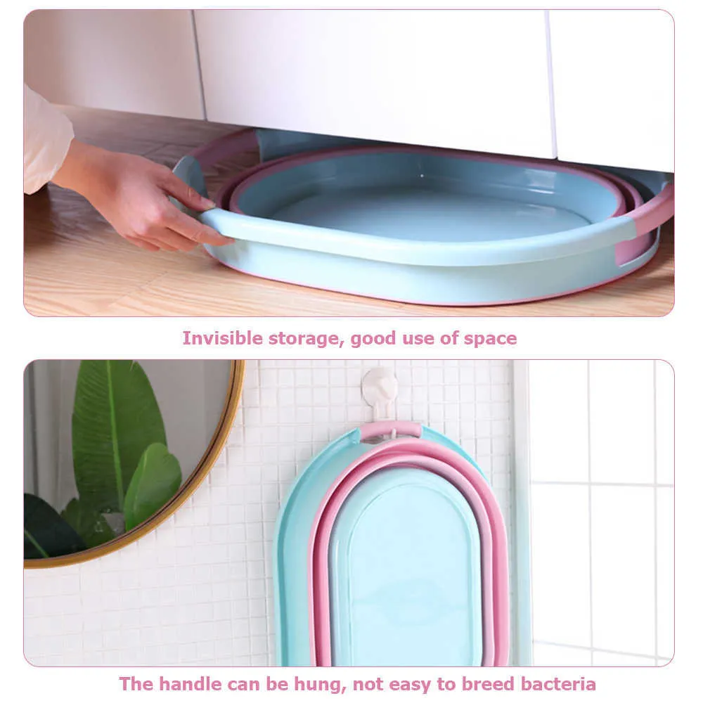 Plastic Collapsible Laundry Basket Large Household Clothes Toy Food Organizer Kitchen Portable Storage Container 210609