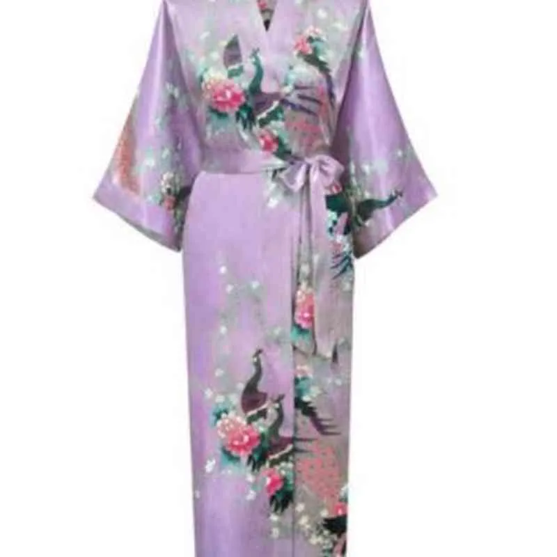 Grande taille XXXL femmes chinoises longue Robe imprimé fleur paon Kimono peignoir Robe mariée demoiselle d'honneur Robes de mariée Sexy vêtements de nuit