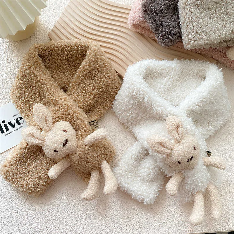 Sciarpa con croce in peluche con collare alla moda bambini Sciarpa in pelliccia bambini Moda carina bambini imitazione pelo di agnello stare al caldo in inverno. H0923