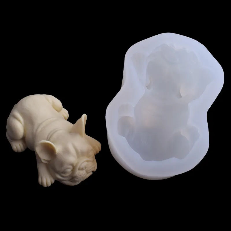 3d fofo cães adoráveis bolo de mousse molde de bulldog sorvete de silicone para assar