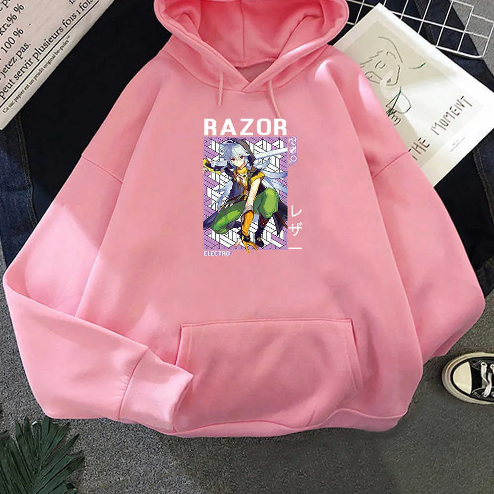 Genshin Impact Razor Fashion Game Sweats à capuche Funny Cartoon Manga Cool Boys Imprimé Harajuku Casual Lâche Hiver Chaud Sweat Top Y0901