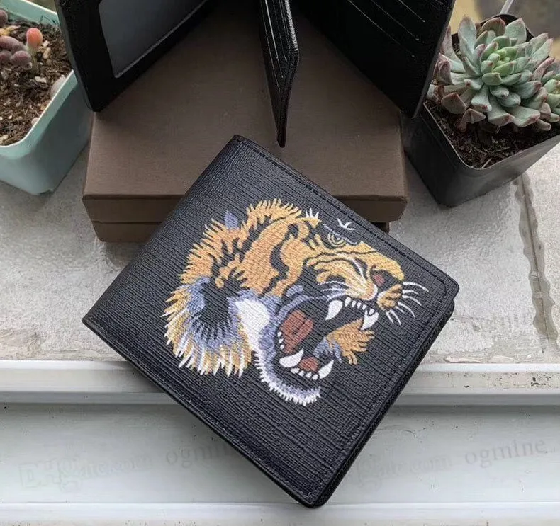 Männer Tier Kurze Brieftasche Leder Schwarz Schlange Tiger Biene Brieftaschen Frauen Lange Stil Luxus Geldbörse Kartenhalter Mit Geschenk Box2895