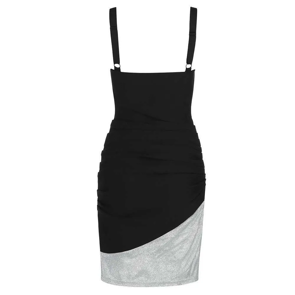 Ocstrade Bandage Dress Spaghetti Strap Bodycon Ankomst Sexig Black Club Night Party för Women 210527