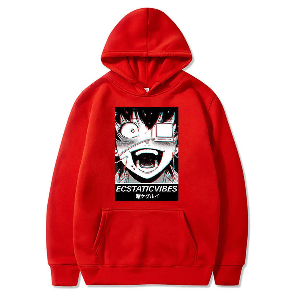 Janpanesa KikaGurui Hoodie Men Midary Ikishima Drukowana Bluza z długim rękawem Ubrania z kapturem Y0727