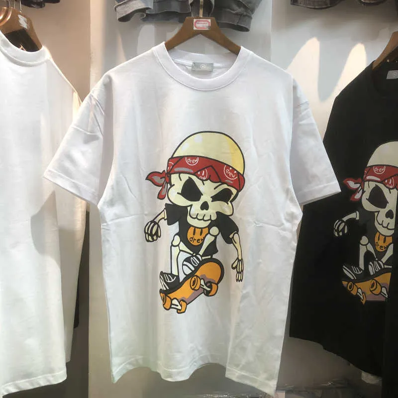 Men's T-Shirts 2021 summer new fashion cartoon pirate skateboard smiling face print hip hop men's cotton loose short sleeve T-shirt