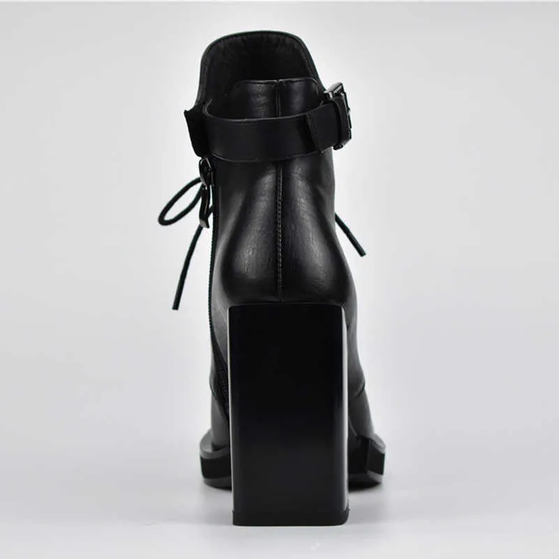 Meotina hiver bottines femmes chaussures boucle plate-forme talon épais bottes courtes fermeture éclair extrême chaussures à talons hauts dames automne taille 35-41 210608